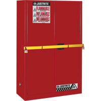 High Security Flammables Safety Cabinet with Steel Bar, 45 gal., 2 Shelves - Justrite 29884R
