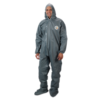2.0 Mil CRFR Hooded Coveralls, 4X-Large, Grey, FR Treated Fabric - Lakeland 51150-4X