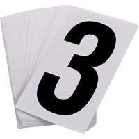 Num&eacute;ros autocollants, 3, 3-1/2" h, Noir sur blanc - Incom Top Tape & Label UNWH3