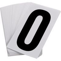 Pressure Sensitive Numbering, 0, 3-1/2" H, Black on White - Incom Top Tape & Label UNWH0