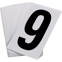 Pressure Sensitive Numbering, 9, 3-1/2" H, Black on White - Incom Top Tape & Label UNWH9