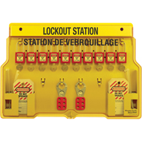 Lockout Station, Aluminum Padlocks, 10 Padlock Capacity, Padlocks Included - Master Lock 1483BP1106FRC