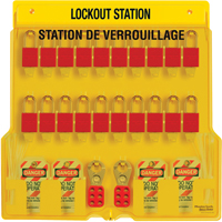 Lockout Station, Thermoplastic Padlocks, 20 Padlock Capacity, Padlocks Included - Master Lock 1484BP410FRC