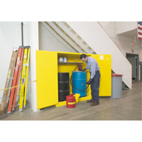Sure-Grip&reg; EX Vertical Drum Storage Cabinets, 110 US gal. Cap., 2 Drums, Yellow - Justrite 899160