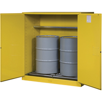 Sure-Grip&reg; EX Vertical Drum Storage Cabinets, 110 US gal. Cap., 2 Drums, Yellow - Justrite 899160