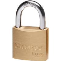 V-Line Padlock, Brass, Keyed Different, Brass Coating, 1-1/2" Width - Master Lock 4140