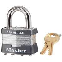 Laminated Padlock, Silver, Keyed Alike, Laminated Steel, 1-3/4" Width - Master Lock 1KA-2402