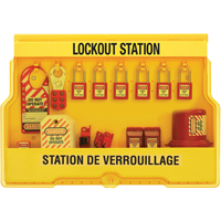Electrical Focus Lockout Stations, Thermoplastic Padlocks, 16 Padlock Capacity, Padlocks Included - Master Lock S1850E410FRC
