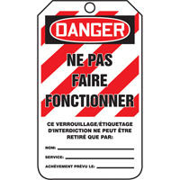 &eacute;tiquettes de s&eacute;curit&eacute; en rouleaux, Papier cartonn&eacute;, 3" la x 6-1/4" h, Français - Accuform NMC FRTAR125