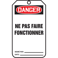 &eacute;tiquettes de verrouillage, Papier cartonn&eacute;, 3-1/8" la x 5-7/8" h, Français - Accuform NMC TCF018CTP