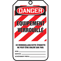 &eacute;tiquettes de verrouillage, Plastique, 3-3/8" la x 5-7/8" h, Français - Accuform NMC FRMLT410PTP