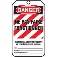 &eacute;tiquettes de verrouillage, Plastique, 3-3/8" la x 5-7/8" h, Français - Accuform NMC FRMLT400PTP