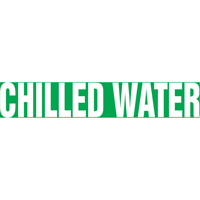 "Chilled Water" Pipe Marker, Self-Adhesive, 1-1/2" H x 8" W, White on Green - Accuform NMC RPK199SSB