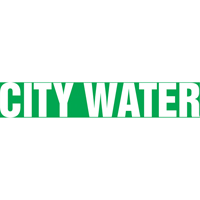 Marqueur de tuyau "City Water", Autocollant, 1-1/2" h x 8" la, Blanc/vert - Accuform NMC RPK215SSB