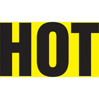 Marqueurs de tuyau "Hot", Autocollant, 2-1/2" h x 12" la, Noir sur jaune - Accuform NMC RPK421SSD