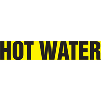 "Hot Water" Pipe Marker, Self-Adhesive, 1-1/2" H x 8" W, Black on Yellow - Accuform NMC RPK423SSB