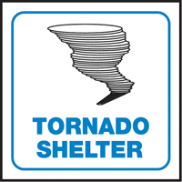 "Tornado Shelter" Projection Sign, 6" x 5", Plastic, English with Pictogram - Accuform NMC PSP146