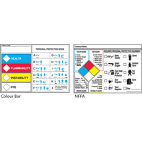 WHMIS Safety Label: Health Flammability Instability PPE , Polyester, Sheet, 7" L x 5" W - Accuform NMC LZS416