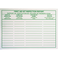 First Aid Kit Inspection Report Cards -  