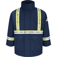 Parkas ignifuges avec bandes r&eacute;fl&eacute;chissantes, Hommes, 2T-Grand, Bleu marine - Bulwark JLPCNV-RG-XXL