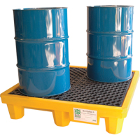 Palettes Ultra-Spill Pallet pour quatre barils, Capacit&eacute; de d&eacute;versement 66 gal. US, 53" x 53" x 11,75" - Ultratech 1000