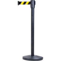 Free-Standing Crowd Control Barrier, Steel, 35" H, Black/Yellow Tape, 7' Tape Length - Zenith Safety Products 