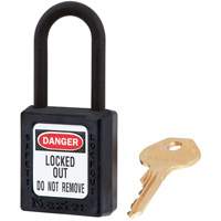 406 Zenex Safety Padlocks, Black, Keyed Alike, Thermoplastic, 1-1/2" Width - Master Lock 406KAS6BLK