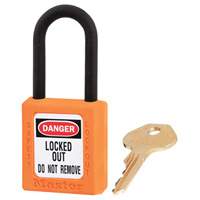 406 Zenex Safety Padlocks, Orange, Keyed Alike, Thermoplastic, 1-1/2" Width - Master Lock 406KAS6ORJ