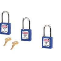 410 Zenex Safety Padlocks, Blue, Keyed Alike, Thermoplastic, 1-1/2" Width - Master Lock 410KAS3BLU
