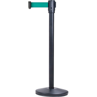 Barri&egrave;res sur pieds pour le contr&ocirc;le des foules, Acier, 35" h, Ruban Vert, Longueur du ruban 7' - Produits de sécurité Zenith 