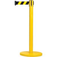 Barri&egrave;res sur pieds pour le contr&ocirc;le des foules, Acier, 35" h, Ruban Noir/Jaune, Longueur du ruban 7' - Produits de sécurité Zenith 