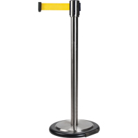 Free-Standing Crowd Control Barrier, Steel, 35" H, Yellow Tape, 12' Tape Length - Zenith Safety Products 