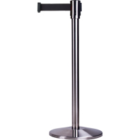 Barri&egrave;res sur pieds pour le contr&ocirc;le des foules, Acier, 35" h, Ruban Noir, Longueur du ruban 12' - Produits de sécurité Zenith 
