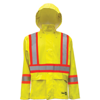 Hi-Vis FR/PU Safety Rain Jackets, Small, High Visibility Lime-Yellow - Viking 6055FRJG-S