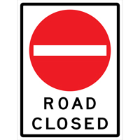 Enseigne enroulable de circulation  Road Closed , 36" x 48", Vinyle, Anglais avec pictogramme - CCI Canada 07-800-3057-L