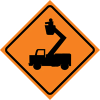 Man in Elevated Bucket Roll-Up Traffic Sign, 29-1/2" x 29-1/2", Vinyl, Pictogram - CCI Canada 07-800-35104
