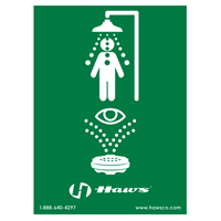 Emergency Shower/Eyewash Sign, 24" x 18", Plastic, Pictogram - Haws SP178LG