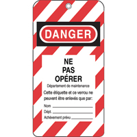&eacute;tiquettes de verrouillage, Plastique, 3" la x 5-3/4" h, Français - Incom Top Tape & Label 33014