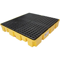 Palette de d&eacute;versements Poly-Slim-Line avec drain, Capacit&eacute; de d&eacute;versement 66 gal. US, 49" x 49" x 8,75" - Enpac 5400-YE-D