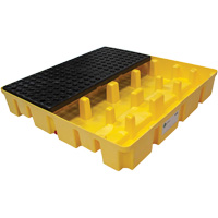 Palette de d&eacute;versements Poly-Slim-Line avec drain, Capacit&eacute; de d&eacute;versement 66 gal. US, 49" x 49" x 8,75" - Enpac 5400-YE-D
