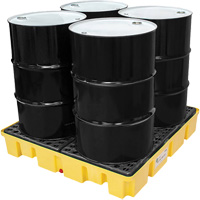 Palette de d&eacute;versements Poly-Slim-Line avec drain, Capacit&eacute; de d&eacute;versement 66 gal. US, 49" x 49" x 8,75" - Enpac 5400-YE-D