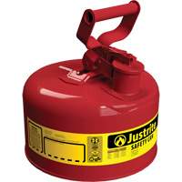Safety Cans, Type I, Steel, 1 US gal., Red, FM Approved/UL/ULC Listed - Justrite 7110100