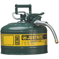 Bidons s&eacute;curitaires AccuFlow, Type II, Acier, 2,5 gal. US, Vert, Homologu&eacute; FM/List&eacute; UL/ULC - Justrite 7225420