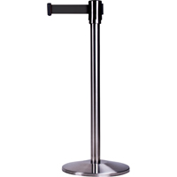 Free-Standing Crowd Control Barrier, Steel, 35" H, Black Tape, 7' Tape Length - Zenith Safety Products 