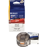 Indoor/Outdoor Label Tape, Vinyl, 0.75" L x 252" H, Black on White - Brady M21-750-595-WT