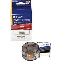 Indoor/Outdoor Label Tape, Vinyl, 0.5" L x 252" H, Black on White - Brady M21-500-595-WT