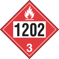 Diesel Fuel & Fuel Oil TDG Placard, Adhesive Vinyl - Incom Top Tape & Label TT300PS1202