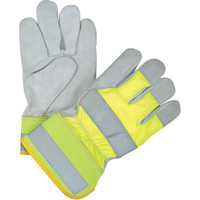 Premium Quality High Visibility Fitters Gloves, Large, Split Cowhide Palm, Cotton Inner Lining - Zenith Safety Products 