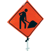 Men At Work Pole Sign, 24" x 24", Vinyl, Pictogram - Signel ER665F48T501