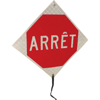 "Arr&ecirc;t" Rolled-Up Traffic Sign, 24" x 24", Vinyl, French - Signel ER6623P10